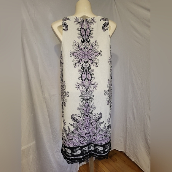 LOFT Elegant White and Lavender Midi Dress, Size 6 - Picture 3 of 8